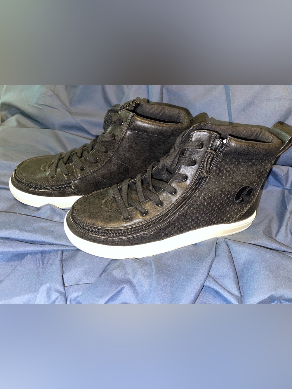 Billy Classic Lace High Black Side Zipper Sneakers with White Sole